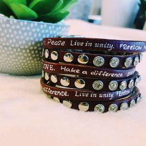3 FOR $45 “Buckle: Humanity” Leather Bracelet Pack